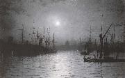 Atkinson Grimshaw Nightfall down the Thames oil painting